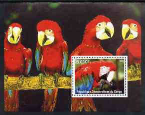 Congo 2002 Parrots #2 perf m/sheet unmounted mint, stamps on birds, stamps on parrots