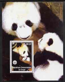 Congo 2002 Pandas #2 perf m/sheet with Scout Logo unmounted mint, stamps on animals, stamps on bears, stamps on pandas, stamps on scouts