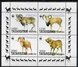 Tatarstan Republic 1997 WWF - Argali perf sheetlet containing complete set of 4 unmounted mint, stamps on , stamps on  stamps on , stamps on  stamps on  wwf , stamps on  stamps on animals, stamps on  stamps on ovine