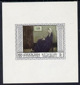 Sharjah 1968 American Artists imperf sheetlet containing 50 Dh value (James Whistler) unmounted mint as Mi 451, stamps on , stamps on  stamps on arts