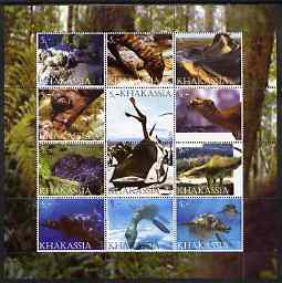 Chakasia 2003 Pre historic Life perf sheetlet containing 12 values unmounted mint, stamps on , stamps on  stamps on dinosaurs