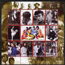 Chakasia 2003 The Beatles perf sheetlet containing 12 values unmounted mint, stamps on , stamps on  stamps on music, stamps on  stamps on pops, stamps on  stamps on beatles