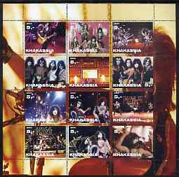 Chakasia 2003 Kiss (Pop Group) perf sheetlet containing 12 values unmounted mint, stamps on , stamps on  stamps on music, stamps on  stamps on pops, stamps on  stamps on rock