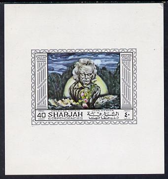 Sharjah 1968 American Artists imperf sheetlet containing 40 Dh value (John Wenger) unmounted mint as Mi 450, stamps on , stamps on  stamps on arts