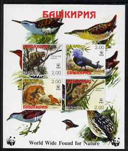 Bashkortostan 1998 WWF imperf sheetlet containing set of 4 values unmounted mint, stamps on wwf, stamps on birds, stamps on  wwf , stamps on animals, stamps on 