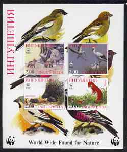 Ingushetia Republic 1998 WWF imperf sheetlet containing set of 4 values unmounted mint, stamps on wwf, stamps on birds, stamps on  wwf , stamps on animals, stamps on 