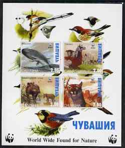 Chuvashia Republic 1998 WWF imperf sheetlet containing set of 4 values unmounted mint, stamps on , stamps on  stamps on wwf, stamps on  stamps on birds, stamps on  stamps on  wwf , stamps on  stamps on animals, stamps on  stamps on whales