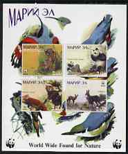 Marij El Republic 1998 WWF imperf sheetlet containing set of 4 values unmounted mint, stamps on wwf, stamps on birds, stamps on  wwf , stamps on animals, stamps on cats, stamps on pandas, stamps on bears