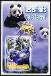 Central African Republic 2005 Young Animals of the World #1 (Bears) perf souvenir sheet containing 1 value with Scout logo, fine cto used, stamps on , stamps on  stamps on animals, stamps on  stamps on bears, stamps on  stamps on pandas, stamps on  stamps on scouts, stamps on  stamps on koalas