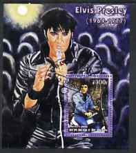 Benin 2006 Elvis Presley #1 (wearing leather suit) perf souvenir sheet, fine cto used, stamps on , stamps on  stamps on music, stamps on  stamps on personalities, stamps on  stamps on elvis, stamps on  stamps on entertainments, stamps on  stamps on films, stamps on  stamps on cinema, stamps on  stamps on motorbikes