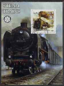 Eritrea 2002 Steam Locos #02 perf m/sheet with Rotary Logo fine cto used, stamps on , stamps on  stamps on railways, stamps on  stamps on rotary