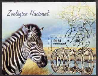 Cuba 2005 National Zoo perf m/sheet (Zebra) fine cto used, stamps on , stamps on  stamps on animals, stamps on  stamps on zoos, stamps on  stamps on zebra