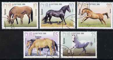 Cuba 2005 Horses perf set of 5 fine cto used, stamps on , stamps on  stamps on horses