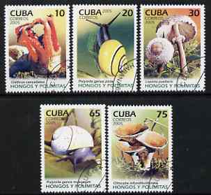 Cuba 2005 Mushrooms & Snails perf set of 5 fine cto used, stamps on , stamps on  stamps on fungi, stamps on  stamps on insects