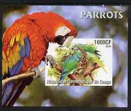 Congo 2005 Parrots imperf m/sheet unmounted mint, stamps on , stamps on  stamps on birds, stamps on  stamps on parrots