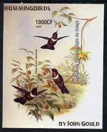 Congo 2005 Hummingbirds by John Gould imperf m/sheet unmounted mint, stamps on , stamps on  stamps on birds, stamps on  stamps on hummingbirds, stamps on  stamps on arts