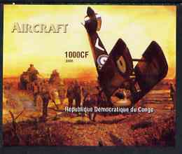 Congo 2005 Aircraft (crashed Bi-plane) imperf m/sheet unmounted mint, stamps on aviation