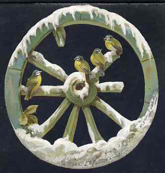 Great Britain 1890 Wheel-shaped New Year Greeting card from PRINCESS BEATRICE to Lady Southampton plus original envelope with embossed Osborne monogram. Cover bears the scarce Portsmouth Sorting Carriage cds used on mail from Osborne. (Lady Ismay Southampton was Lady-in-Waiting to Queen Victoria from 1878 until her death in 1901 and close friend to the Princess), stamps on , stamps on stamps on royalty