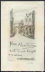 Great Britain 1915 Carisbrooke Castle Christmas card from PRINCESS BEATRICE to Lady Southampton inscribed (From) Beatrice with kind thoughts and wishes, Carisbrooke was t..., stamps on royalty, stamps on christmas, stamps on castles