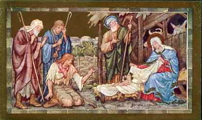 Great Britain 1916 Nativity Christmas card from PRINCESS BEATRICE inscribed 'With With all best Xmas & New Year's wishes to dear Lady Southampton from Beatrice 1916', plus original envelope (roughly opened) addressed in Princess's hand with Kensington Krag cancel. (Lady Ismay Southampton was Lady-in-Waiting to Queen Victoria from 1878 until her death in 1901 and close friend to the Princess), stamps on , stamps on stamps on royalty, stamps on stamps on christmas, stamps on stamps on