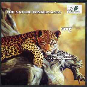 Ivory Coast 2003 The Nature Conservancy imperf m/sheet (Leopard) unmounted mint, stamps on , stamps on  stamps on wildlife, stamps on  stamps on environment, stamps on  stamps on cats, stamps on  stamps on leopard