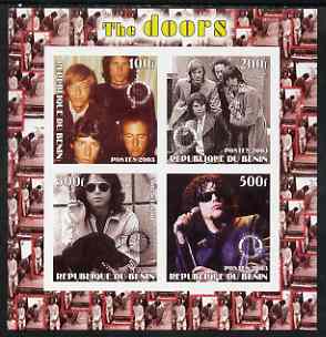 Benin 2003 The Doors (pop group) #2 imperf sheetlet containing set of 4 values each with Rotary International Logo unmounted mint, stamps on personalities, stamps on entertainments, stamps on music, stamps on pops, stamps on rotary, stamps on 