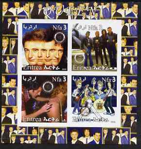 Eritrea 2003 Queen (pop group) #1 imperf sheetlet containing set of 4 values each with Rotary International Logo unmounted mint, stamps on personalities, stamps on entertainments, stamps on music, stamps on pops, stamps on rotary