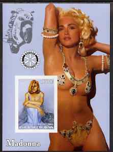 Benin 2003 Madonna in Jewelry Bikini (With Motorcycle & Rotary) imperf m/sheet unmounted mint, stamps on music, stamps on personalities, stamps on pops, stamps on women, stamps on motorbikes, stamps on rotary