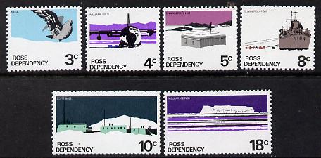 Ross Dependency 1972 Antarctic Scenes (chalky paper) set of 6 unmounted mint, SG 9a-14a*, stamps on polar   ships    aviation     birds