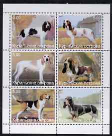 Kuril Islands 2001 Dogs perf sheetlet containing 6 values unmounted mint, stamps on , stamps on  stamps on dogs