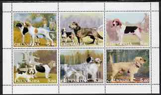 Chuvashia Republic 2001 Dogs perf sheetlet containing 6 values unmounted mint, stamps on dogs