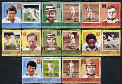 St Vincent - Grenadines 1984 Cricketers #1 (Leaders of the World) set of 16 overprinted SPECIMEN unmounted mint (as SG 291-306) , stamps on , stamps on  stamps on sport, stamps on  stamps on cricket