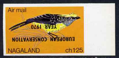 Nagaland 1970 European Conservation Year opt INVERTED on 1969 Sultan Tit 1.25ch imperf unmounted mint*, stamps on , stamps on  stamps on birds