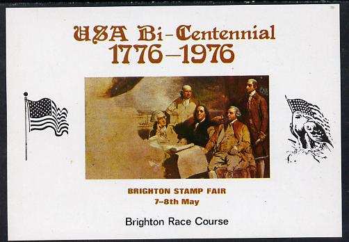 Exhibition souvenir sheet for 1976 Brighton Stamp Fair celebrating USA Bicentenary (Eagle, Flag & Painting) unmounted mint, stamps on , stamps on  stamps on constitutions  flags      americana   birds of prey     stamp exhibitions      cinderella