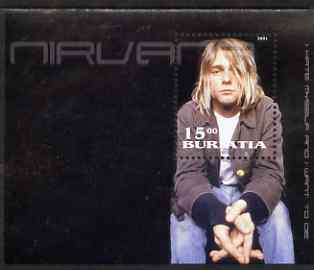 Buriatia Republic 2001 Nirvana perf s/sheet unmounted mint, stamps on music, stamps on pops, stamps on personalities, stamps on rock, stamps on 