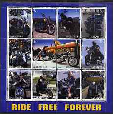 Kalmikia Republic 2000 Motorcycles perf sheetlet containing 12 values unmounted mint, stamps on motorbikes