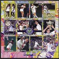 Kalmikia Republic 2000 Wimbledon - The Millennium Championships (Tennis) perf sheetlet containing set of 12 values unmounted mint, stamps on , stamps on  stamps on sport, stamps on  stamps on tennis