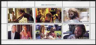 Kalmikia Republic 2000 Erin Brockovich #2 perf sheetlet containing 6 values (horizontal format) unmounted mint , stamps on personalities, stamps on entertainments, stamps on films, stamps on cinema, stamps on movies