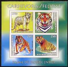 Benin 2003 World Fauna #02 - Tigers imperf sheetlet containing 4 values unmounted mint, stamps on , stamps on  stamps on animals, stamps on  stamps on cats, stamps on  stamps on tigers