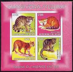 Benin 2003 World Fauna #07 - Wild Cats imperf sheetlet containing 4 values unmounted mint, stamps on animals, stamps on cats, stamps on 