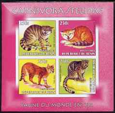 Benin 2003 World Fauna #07 - Wild Cats imperf sheetlet containing 4 values unmounted mint, stamps on , stamps on  stamps on animals, stamps on  stamps on cats, stamps on  stamps on 