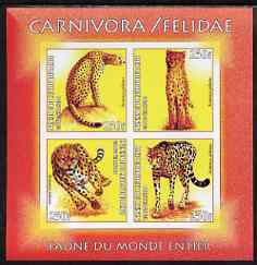 Benin 2003 World Fauna #08 - Cheetahs imperf sheetlet containing 4 values unmounted mint, stamps on animals, stamps on cats, stamps on 