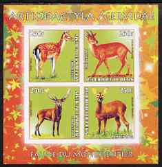 Benin 2003 World Fauna #17 - Deer imperf sheetlet containing 4 values unmounted mint, stamps on , stamps on  stamps on animals, stamps on  stamps on deer