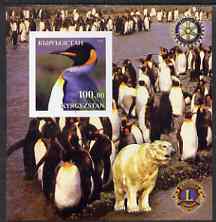 Kyrgyzstan 2001 Penguins imperf m/sheet with Rotary & Lions International Logos unmounted mint, stamps on penguins, stamps on rotary, stamps on lions int, stamps on polar, stamps on bears