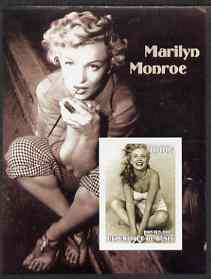 Benin 2002 Marilyn Monroe #1 imperf s/sheet containing single value unmounted mint, stamps on , stamps on  stamps on personalities, stamps on  stamps on music, stamps on entertainments, stamps on women, stamps on films, stamps on marilyn monroe, stamps on  stamps on cinema