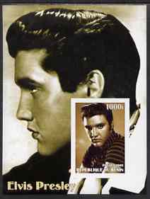 Benin 2002 Elvis Presley imperf s/sheet #01 unmounted mint, stamps on personalities, stamps on elvis, stamps on music, stamps on films, stamps on entertainments, stamps on pops