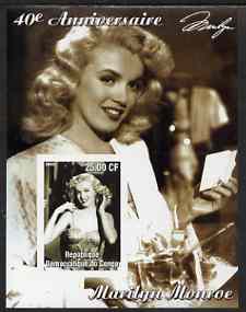 Congo 2002 40th Death Anniversary of Marilyn Monroe #04 imperf m/sheet unmounted mint, stamps on , stamps on  stamps on personalities, stamps on  stamps on entertainments, stamps on  stamps on films, stamps on  stamps on cinema, stamps on  stamps on women, stamps on  stamps on marilyn monroe