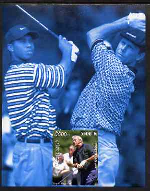 Laos 1999 Great People of the 20th Century (Arnold Palmer & Tiger Woods - Golf) imperf souvenir sheet unmounted mint, stamps on personalities, stamps on millennium, stamps on sport, stamps on golf, stamps on 