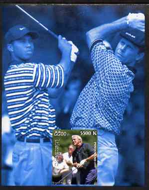 Laos 1999 Great People of the 20th Century (Arnold Palmer & Tiger Woods - Golf) imperf souvenir sheet unmounted mint, stamps on , stamps on  stamps on personalities, stamps on  stamps on millennium, stamps on  stamps on sport, stamps on  stamps on golf, stamps on  stamps on 