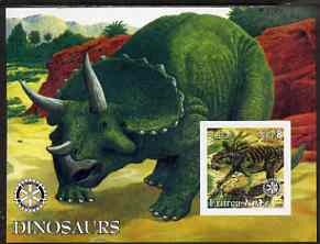 Eritrea 2002 Dinosaurs imperf m/sheet with Rotary Logo unmounted mint, stamps on , stamps on  stamps on dinosaurs, stamps on  stamps on rotary